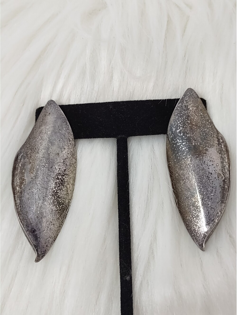 Sterling Silver 925 Modernist Abstract Leaf Earrings 9.1g
